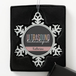 Personalized Ultrasound Technologist Gifts Snowflake Pewter Christmas Ornament
