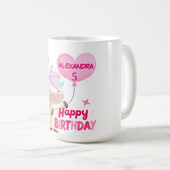 Personalized Unicorn Birthday Party  Coffee Mug (Front Right)