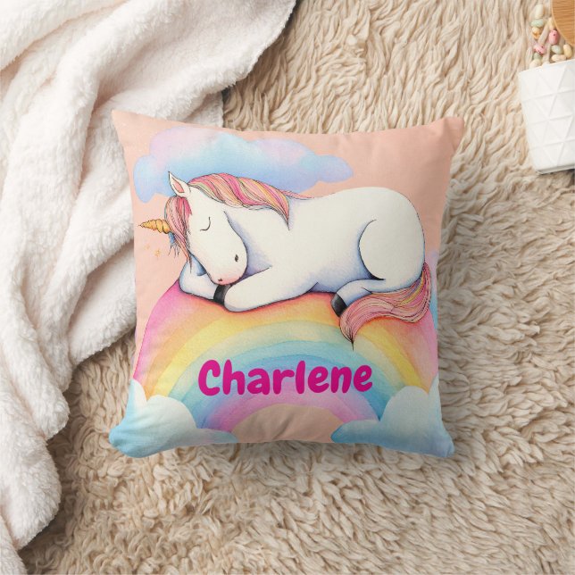 Personalized Unicorn Gift, Watercolors,  Cushion (Blanket)