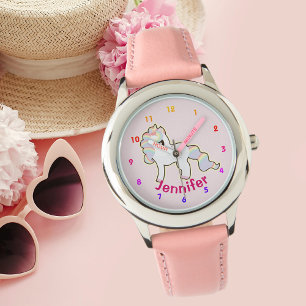 Personalized UNICORN Girls watch pink - add name