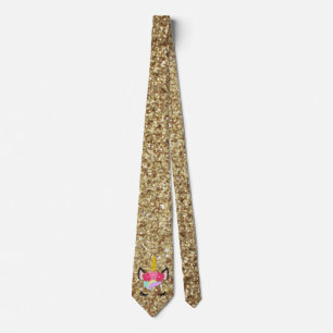 Personalized Unicorn Gold Mens Dress Tie