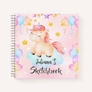 Personalized Unicorn Kids Sketchbook Notebook