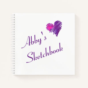 Personalized Unique Cute Heart Doodle Sketchbook Notebook