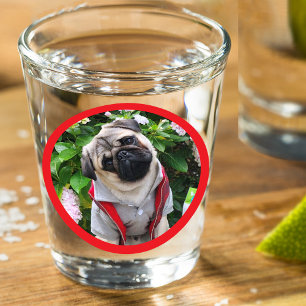 Personalized Unique Red Frame Dog Lover Photo Gift Shot Glass
