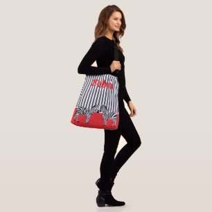 Personalized unique Zebra in red black Branding Crossbody Bag