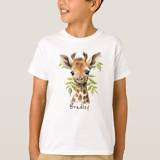 Personalized Unisex Giraffe T-Shirt for Kids  (Front)