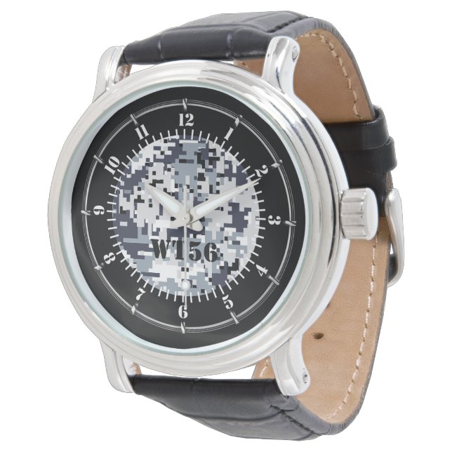 Personalized Urban Grey Digital Camouflage Watch (Angled)