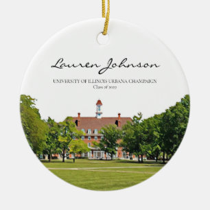 Personalized Urbana Champaign Graduation Ceramic Tree Decoration