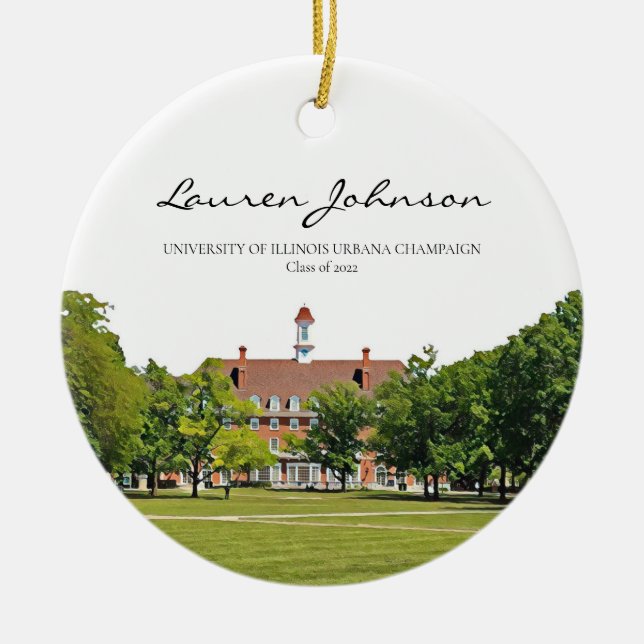 Personalized Urbana Champaign Graduation Ceramic Tree Decoration (Front)