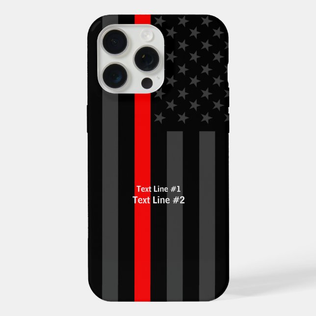 Personalized US Flag Thin Red Line Symbolic on iPhone Case (Back)