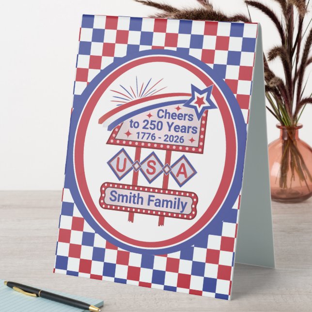 Personalized USA 250–Patriotic Retro Marquee (In SItu (Table))