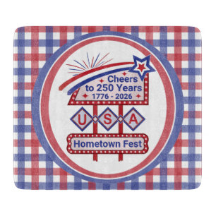 Personalized USA 250–Patriotic Retro Marquee Cutting Board
