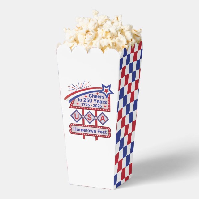 Personalized USA 250–Patriotic Retro Marquee Favour Box (Popped)