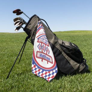 Personalized USA 250–Patriotic Retro Marquee Golf Towel