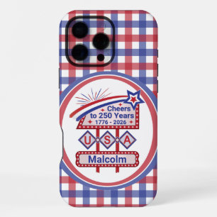 Personalized USA 250–Patriotic Retro Marquee iPhone 16 Pro Max Case