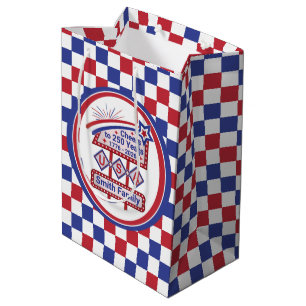 Personalized USA 250–Patriotic Retro Marquee Medium Gift Bag