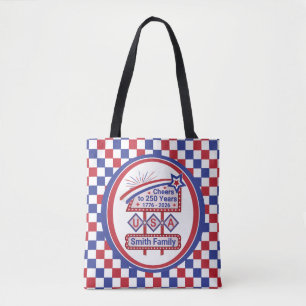 Personalized USA 250–Patriotic Retro Marquee Tote Bag