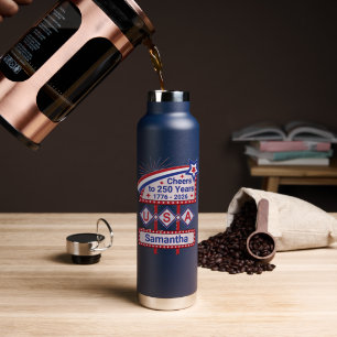 Personalized USA 250–Patriotic Retro Marquee Water Bottle