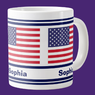 Personalized USA Patriotic Flag  Large Coffee Mug