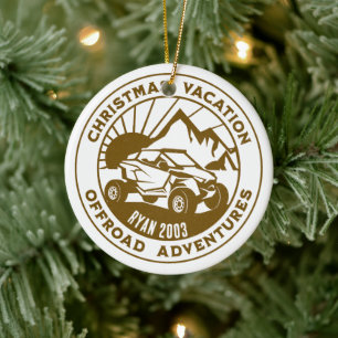 Personalized UTV off-road Christmas Holiday brown Ceramic Tree Decoration