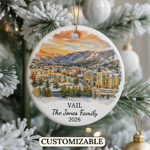 Personalized Vail Ornament, Custom Colorado State Ceramic Tree Decoration