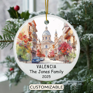 Personalized Valencia Ornament, Spain Ceramic Tree Decoration