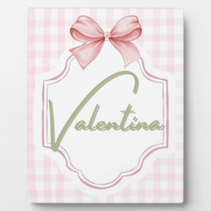 Personalized Valentina Baby Girl Nursery Gingham  Plaque