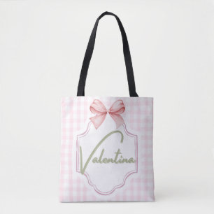 Personalized Valentina Baby Girl Nursery Gingham  Tote Bag