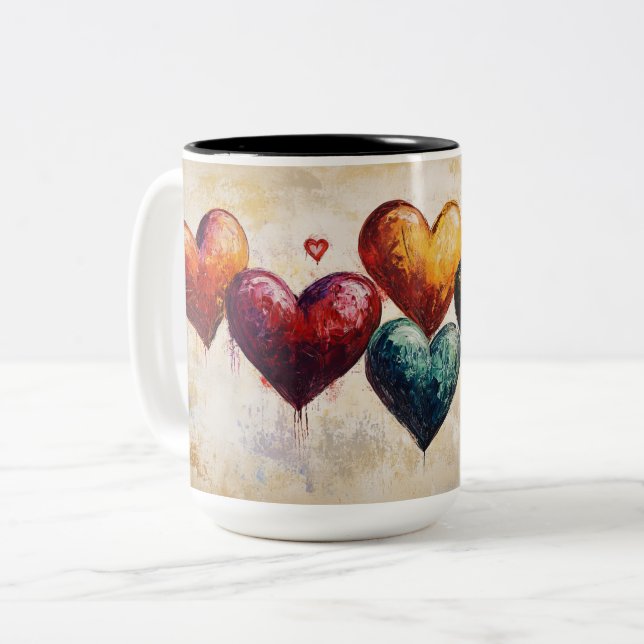 Personalized Valentine Coffee Mug, Custom Valentin Two-Tone Coffee Mug (Front Left)