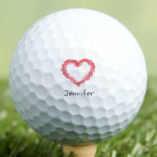 Personalized Valentine Heart Gift for Her Golf Balls