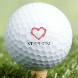 Personalized Valentine Heart Gift for Him Golf Balls