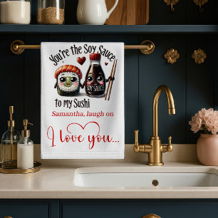 Personalized Valentine Kitchen Towel Cute Food