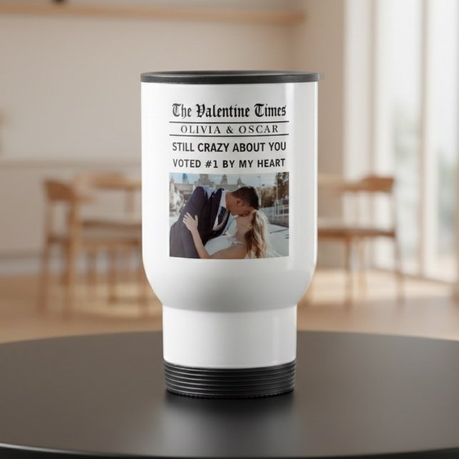 Personalized Valentine Newspaper Travel Mug (Creator Uploaded)