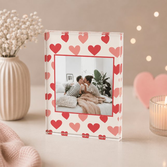 Personalized Valentine Photo Heart Acrylic Block (Creator Uploaded)