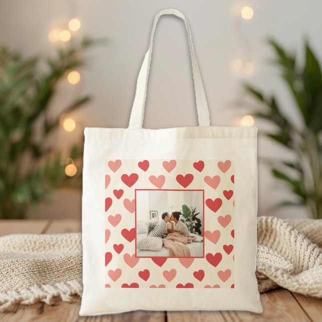 Personalized Valentine Photo Heart Tote Bag (Creator Uploaded)