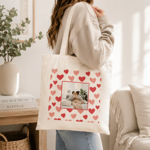 Personalized Valentine Photo Heart Tote Bag