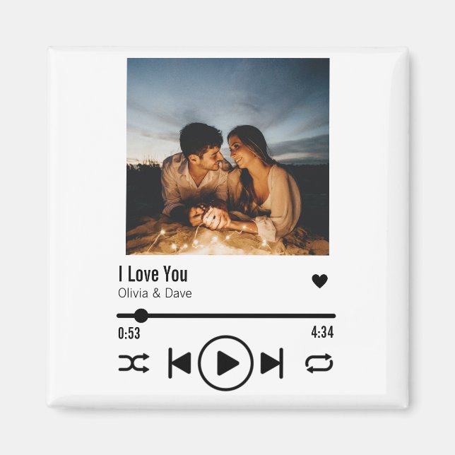 Personalized Valentine Photo Song Playlist Magnet (Front)