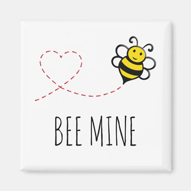 Personalized Valentine Quote - Bee Mine Cartoon Magnet (Front)