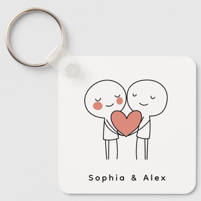 Personalized Valentine’s Couple Matching Keychain (Front)
