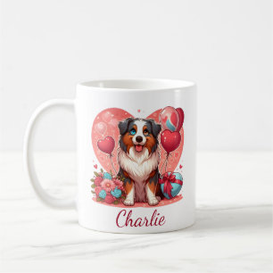 Personalized Valentine’s Day Australian Shepherd Coffee Mug