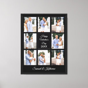 Personalized Valentine’s Day Photo Collage Black Canvas Print