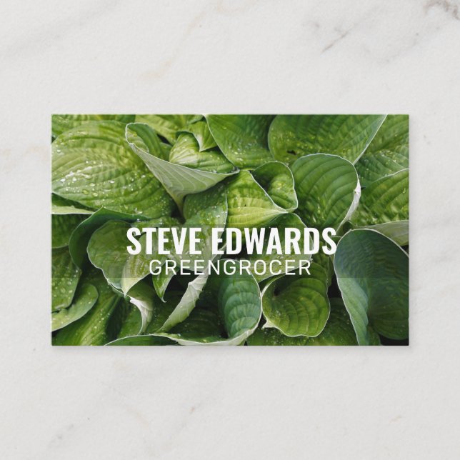 Personalized "Verdant Leaves" (UK/Euro) Business Card (Front)