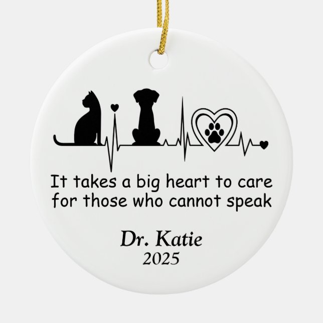 Personalized Veterinarian Ornament, Vet Tech Ceramic Tree Decoration (Front)