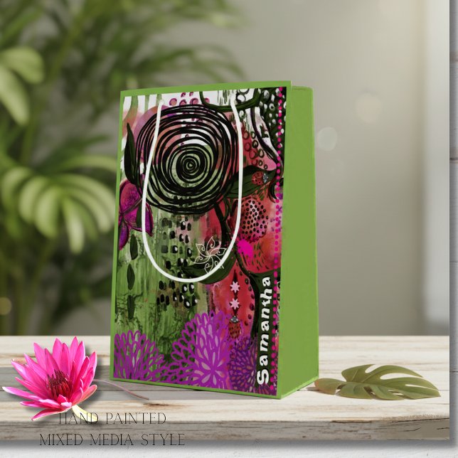 Personalized Vibrant Abstract Mixed Media Art  Medium Gift Bag (Personalized Vibrant Abstract Mixed Media Art Medium Gift Bag)