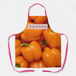 Personalized Vibrant Fresh Orange Bell Pepper Apron