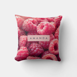 Personalized Vibrant Raspberry Bliss Pink Fruit Cushion