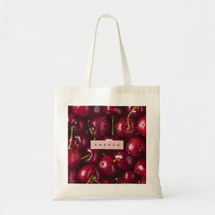Personalized Vibrant Red Cherry Fruit Tote Bag