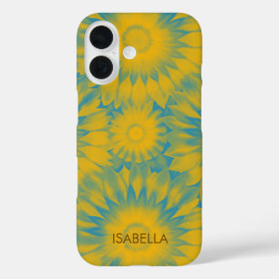 Personalized Vibrant Sunflower Tie-Dye Art iPhone 16 Case