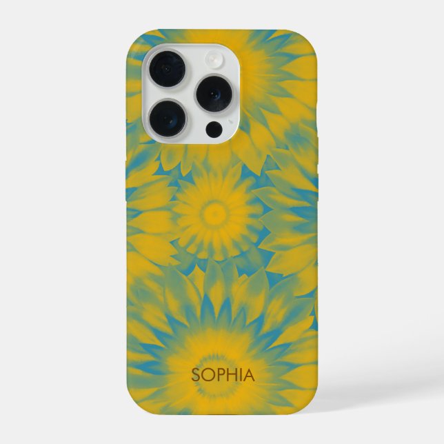 Personalized Vibrant Sunflower Tie-Dye Art iPhone Case (Back)