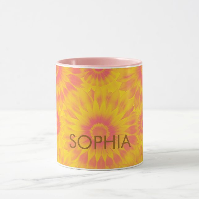 Personalized Vibrant Sunflower Tie-Dye Art Mug (Center)